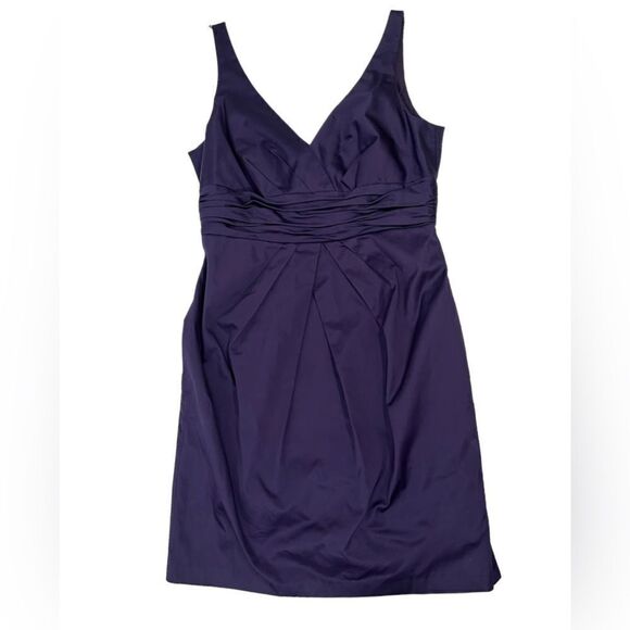 David’s Bridal Purple Short V-Neck Ruched Bridesmaid Dress A-Line Wedding Formal - Picture 1 of 7
